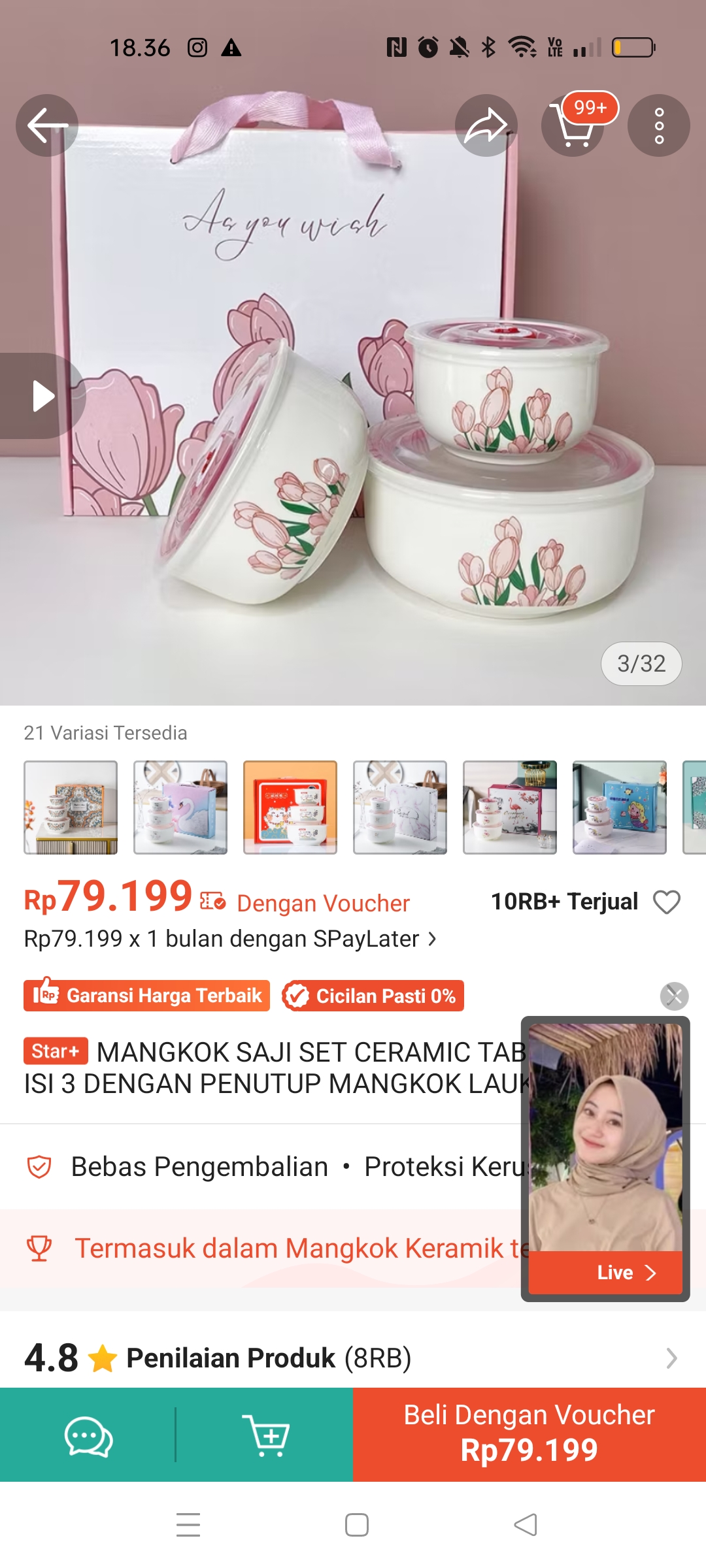 Mangkok saji set keramik